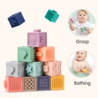 Детские игрушки Tumama, 12 шт., Детский конструктор с мячиком, мягкие 3D шарики с сенсорной ручкой, игрушка-мяч для ванной