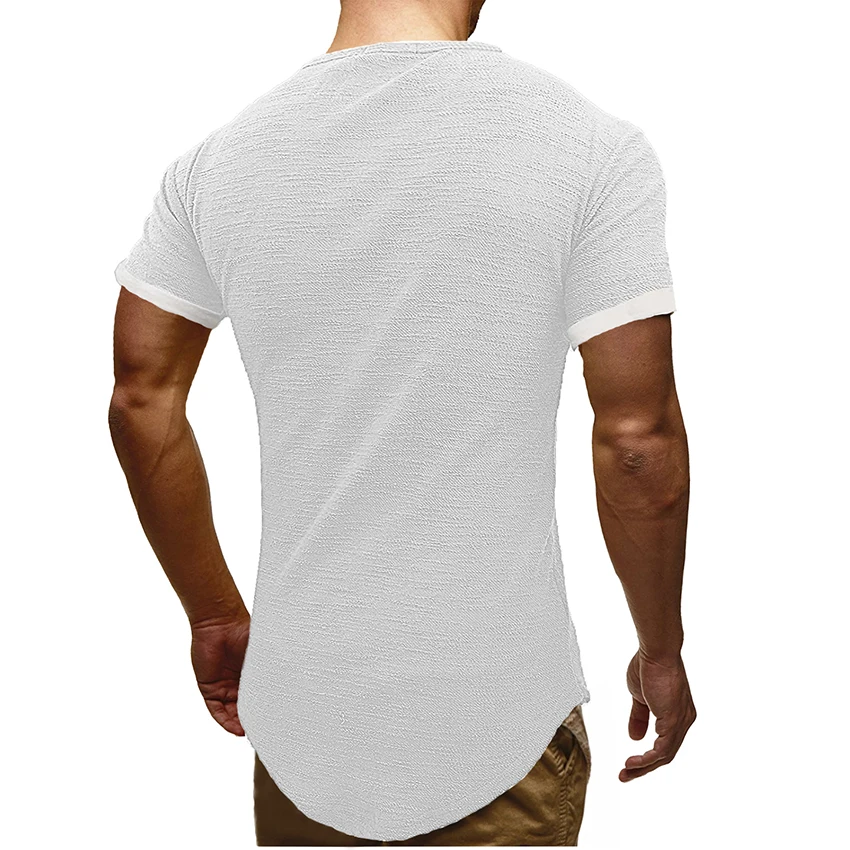 Футболка мужская облегающая стильная рубашка с закругленным подолом стиль