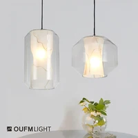 Modern minimalist led pendant lamp clear glass+marble shade, nordic pendant lights lamp e27 lighting fixtures for home deco bar