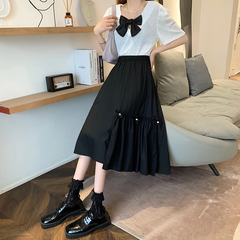 

Women's half-length skirt bow knot is thin, all-match skirt 2021 summer Korean fashion women's clothing