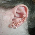 серьги сережки сережки необычные Персонализированные Клипсы-манжеты, серьги, клипса для ушей, клипса с именем на заказ, серьги из нержавеющей стали, ювелирные изделия для женщин, клипса на имя на День святого Валентина