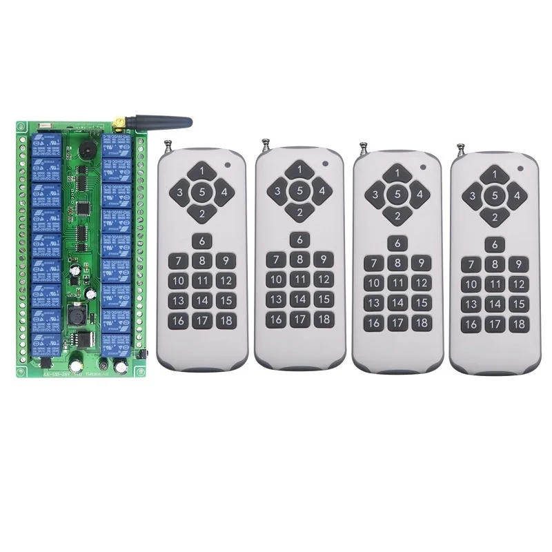 DC 12V 24V 18 CH 18CH RF Беспроводная лампа 4 X передатчик + приемник 315/433MHZ мгновенный
