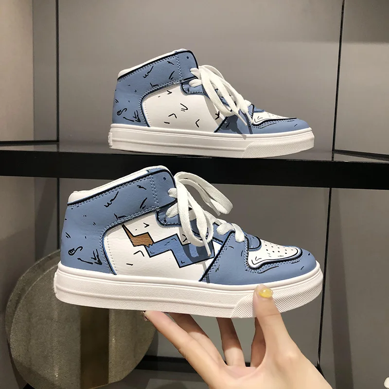 Бархатная детская обувь с высоким берцем синего и красного цвета Женская осенне