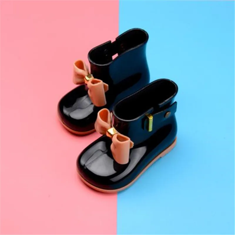 

New Children's Rain Boots Melissa Bow Ankle Boots Non-slip Water Shoes Jelly Shoes Manufacturers Wholesale