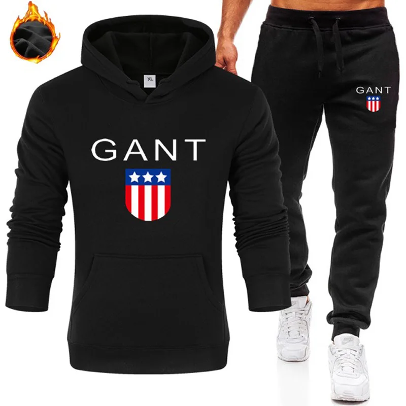 

Sets Tracksuit Men Autumn Winter New Hooded Sweatshirt Drawstring Outfit Sportswear 2020 Male Suit Pullover Two Piece Set Casual