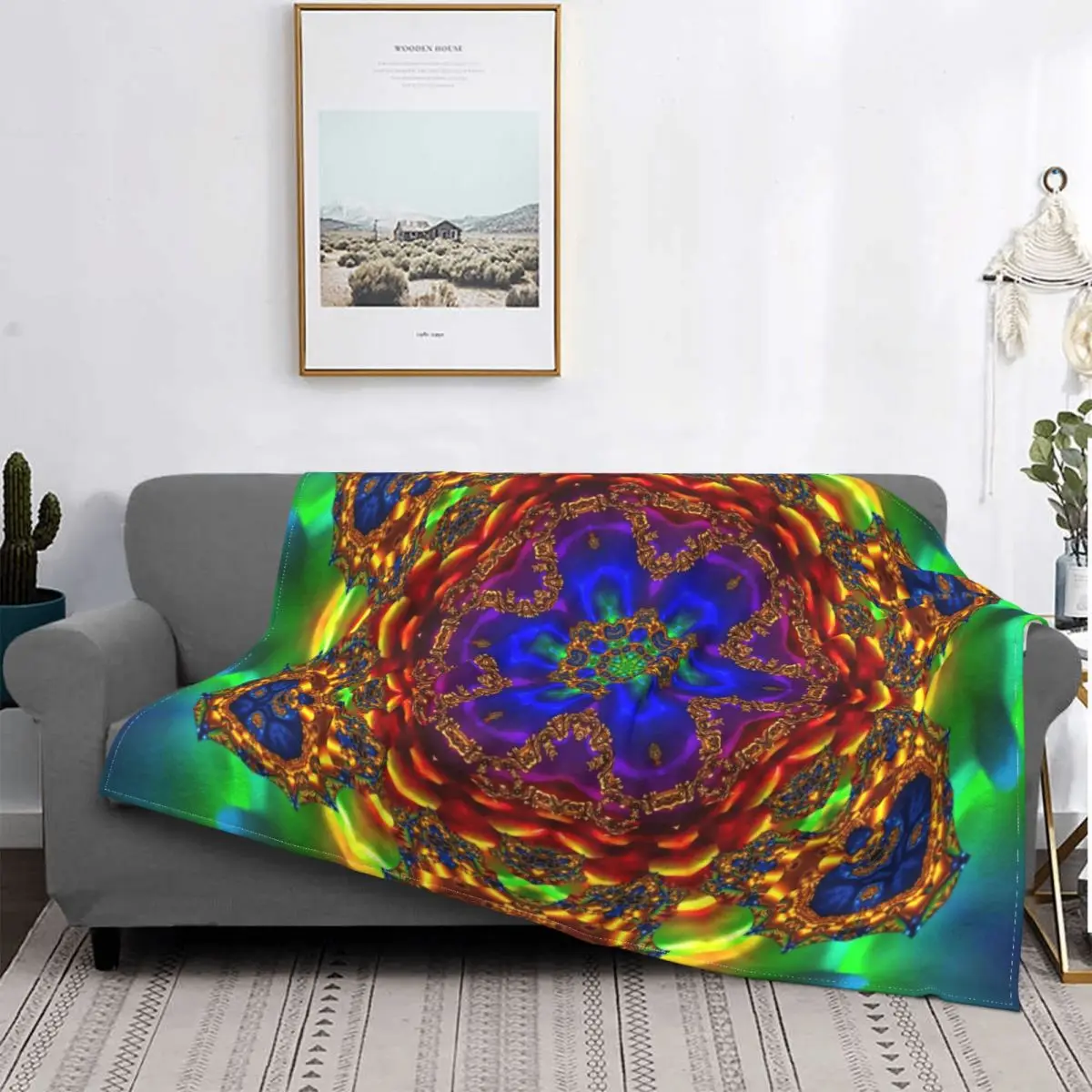 

Mandala Tarot Card Divination Witchcraft Blanket Plaid Stitch Soft Portable Coral Fleece Throw Blankets For Bedding Home