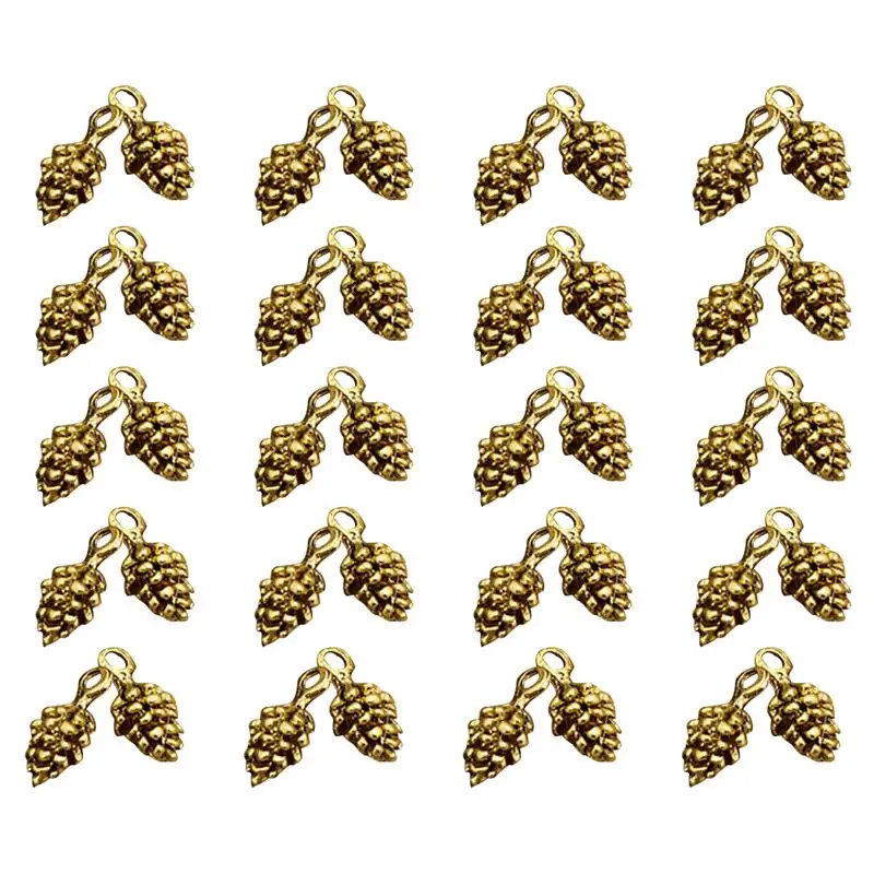 Gold 50 шт. рождественские сосновые конусы сплава небольшой кулон природа гайки Шарм для DIY ювелирных изделий Аксессуары(античная латунь - Окраска металла: Gold