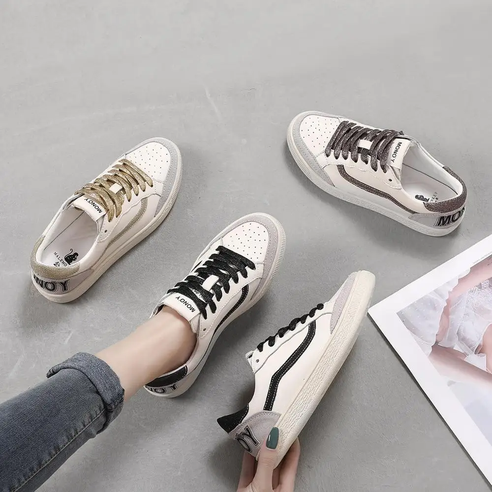 3 цвета женская повседневная обувь удобные золотистые и черные кроссовки модная