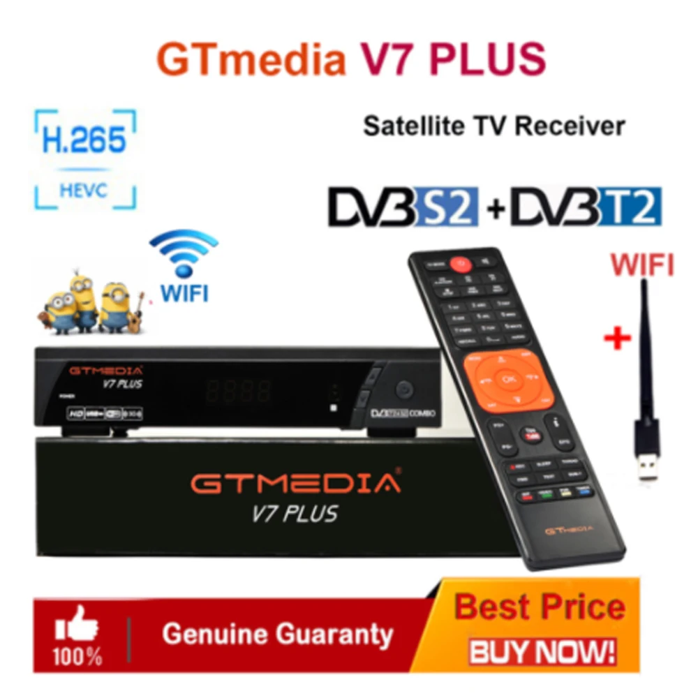 GTMEDIA V7 PLUS 1080P HD DVB S/S2 + T/T2 поддержка H.265 Youtube USB Wifi бесплатная SAT COMBO Испания Россия