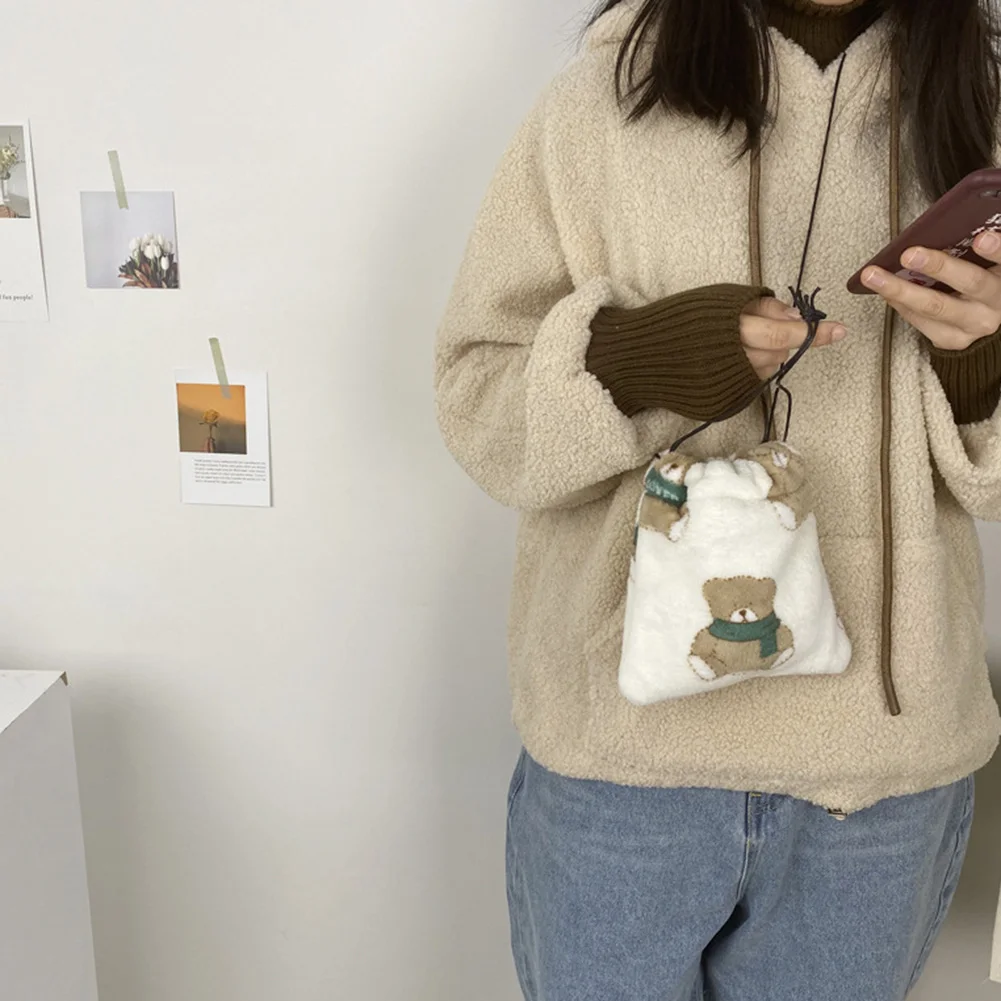 

Winter New Fashion Shoulder Bags Female Bag Plush BearHandbag Messenger Bag Soft Warm Fur Bag Crossbody Bag Women 2020