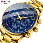 Часы наручные NIBOSI Мужские кварцевые, роскошные брендовые деловые спортивные водонепроницаемые, синие, с датой, 2021