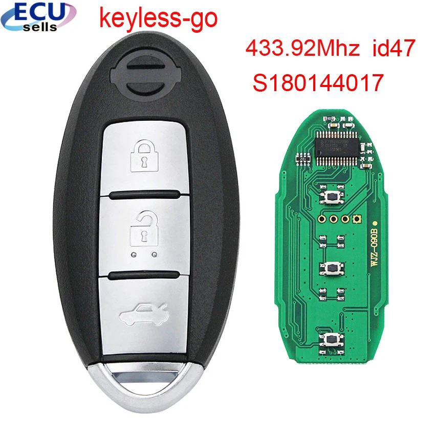 3 кнопочный БЕСКЛЮЧЕВОЙ дистанционный ключ для Nissan Altima 2013 2015 FSK433.92 PCF7953X / HITAG 47 чип: