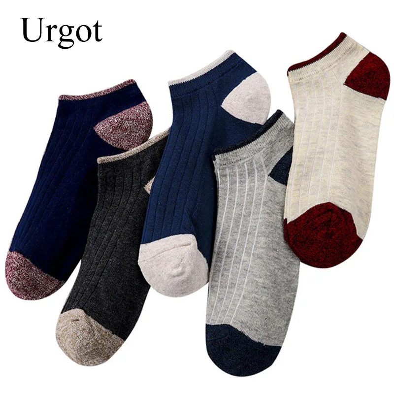 

Urgot 5 Pairs Men's Socks Summer Thin Shallow Mouth Sports Men Socks Retro Low Cut Short Tube Cotton Ankle Sock Calcetines Meias