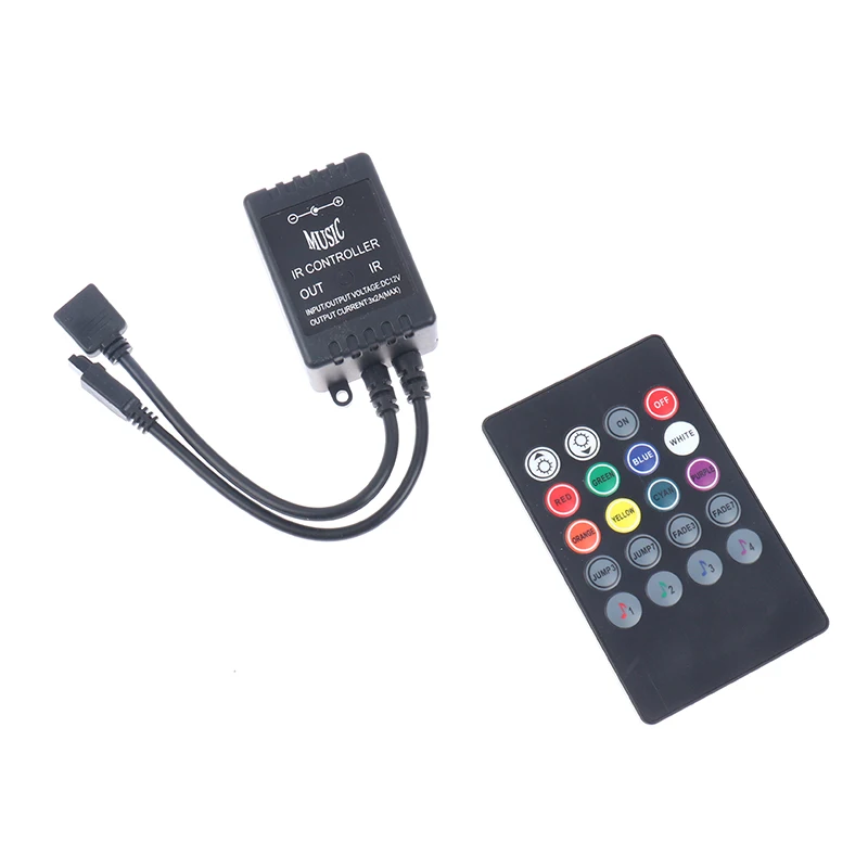 

20 Key 12-24V Music IRController Black Sound Sensor Remote For RGB LED Strip