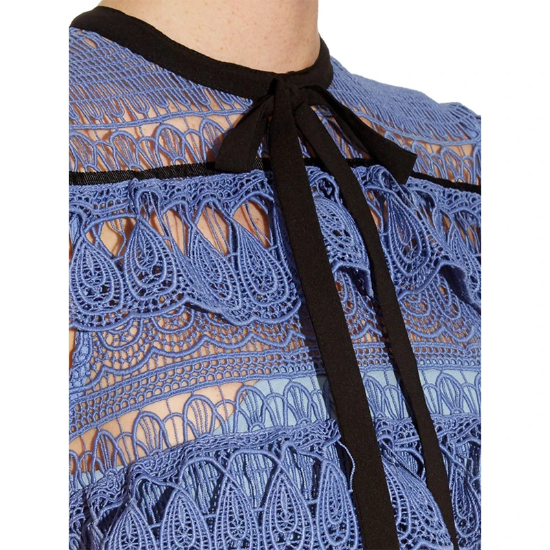 Женское кружевное платье-Автопортрет длинное ажурное платье составного кроя с