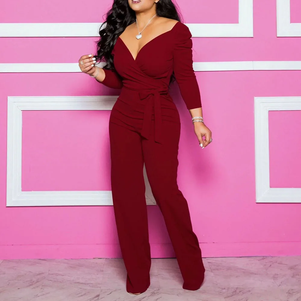 Сексуальный женский офисный комбинезон элегантные длинные комбинезоны размера