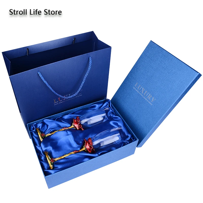 Европейский хрустальный стеклянный Кубок для шампанского es эмаль Роза красное