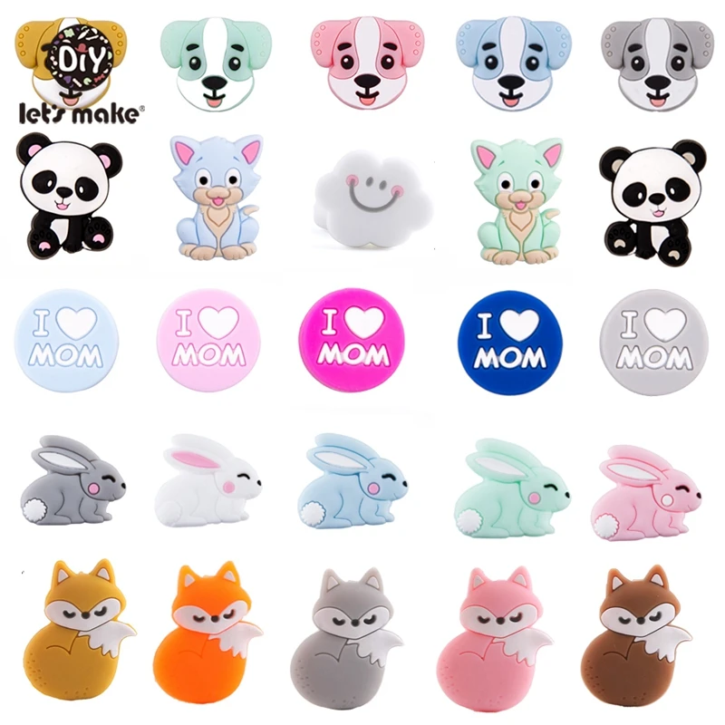 

5 шт., силиконовые бусины-прорезыватели для зубов