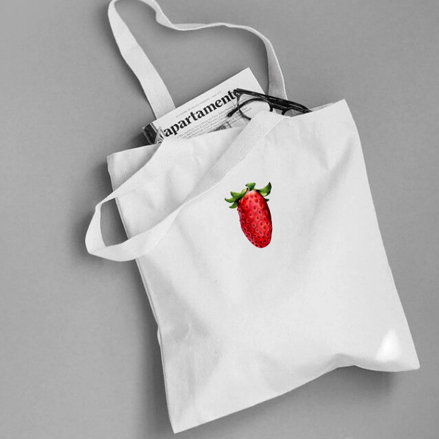 

Fresh Sweet Canvas Shoulder Bags Art Women 2019 Capacity Shopping Tote Crossbody Bags Purses Casual Eco Fruit Graphics Print
