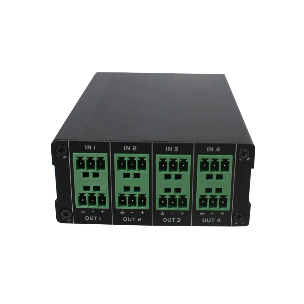 Dante audio mini 4 в 4 из IP сетевой передатчик/конвертер с 2 сбалансированными микрофоном/AUX, поддержка 12VDC или PoE источник питания