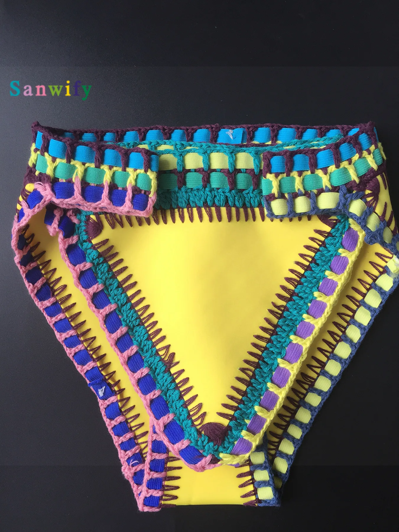 QL001 Соблазнительные хендмейд вязаный цветной бикини комплект сочетающихся