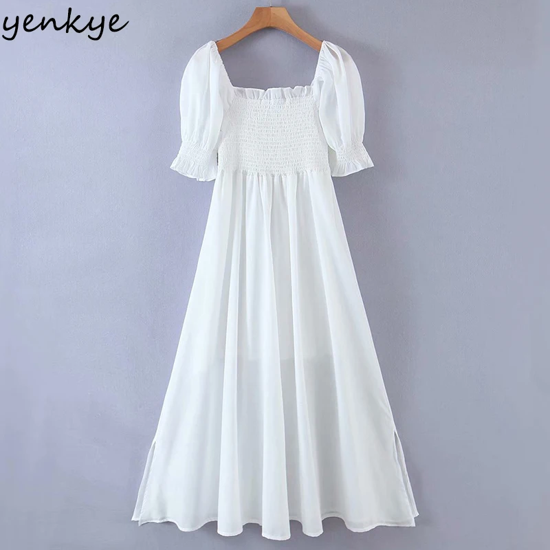 Платье женское средней длины с квадратным вырезом элегантное модное вечернее