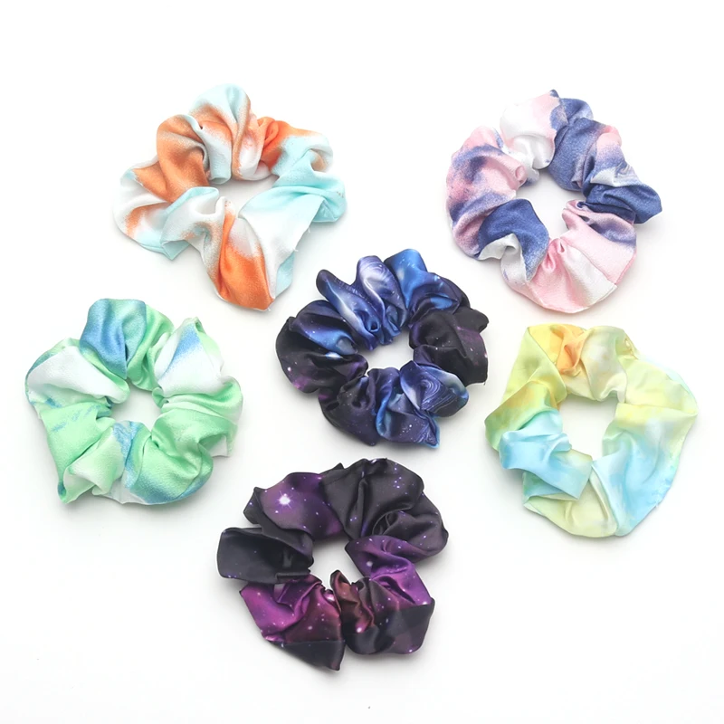 

2pcs Women Chiffon Hair Scrunchies Girls Elastic Hair Rubber Bands Rainbow Hair Gum Hair Tie Hair Accessories