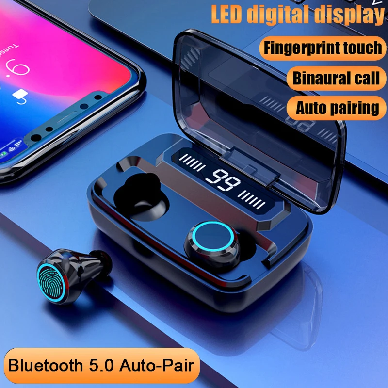 Беспроводные наушники 5 0 Bluetooth со светодиодным дисплеем 3500 мАч зарядный чехол для