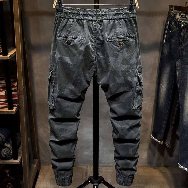 

2019 New Men Camouflage Pencil Pants Long Slim Fit 3 Colors Cargo Pants Military Style Sweatpants Stretch Trousers Plus Size