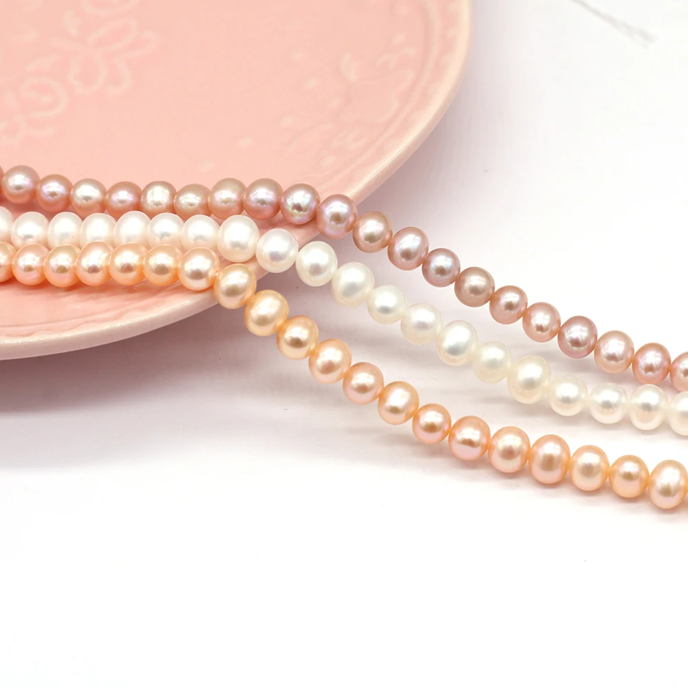 

2021 Hot Selling Natural Pearl Beads Near Round Fashion Beads for Jewelry Making Necklace Bracelet Exquisite Gift Size 5-5.5mm