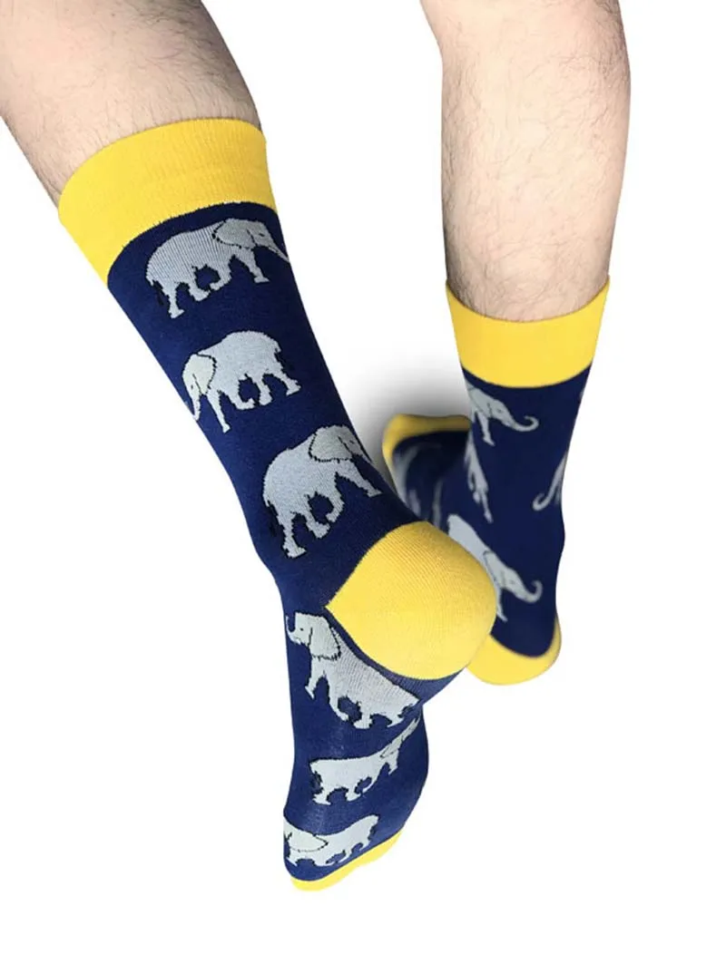 Носки мужские большого размера с рисунком птицы/эльфана/Кита носки для