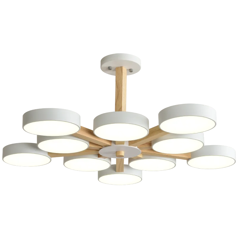 

1 TRAZOS 220V LED Chandelier Ceiling Chandeliers Wooden Lustres Rooms Hanging Lamps with Metal Lampshade for Living Room Modern