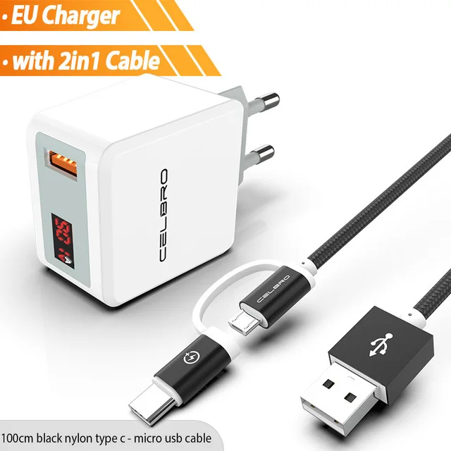 EU Charger Set Светодиодный настенный адаптер зарядного устройства Quick Charge 3,0 USB быстрое зарядное устройство QC3.0 для мобильного телефона домашнее зарядное устройство для samsung huawei Xiaomi - Тип штекера: EU Charger Set