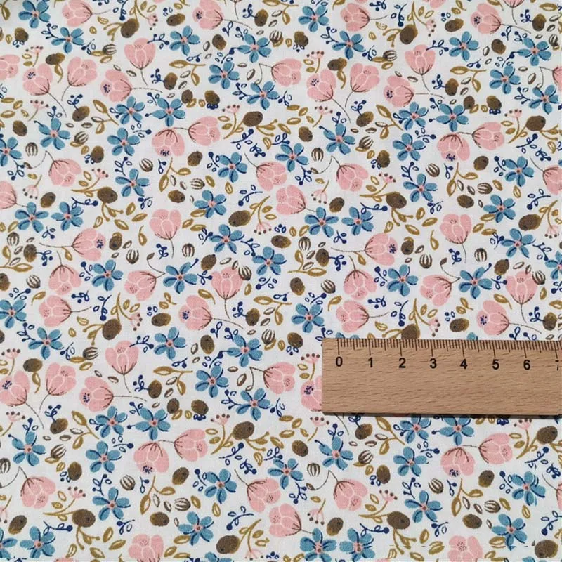 white pink flower Хлопок, саржа, зеленый, белый, синий, темно-красный, серый, маленький, Красный, розовый, желтый, цветок, цветочный материал, сделай сам для детей, кукла, одежда, платье, Декор - Цвет: white pink flower