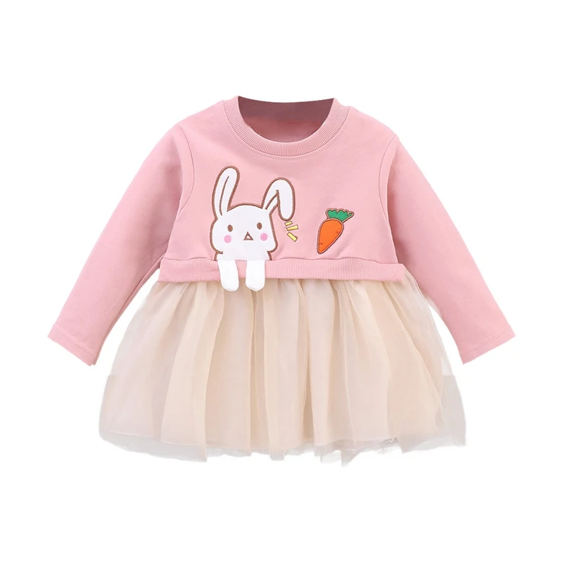 Осенняя одежда для маленьких девочек Повседневное платье Сетчатое с длинными