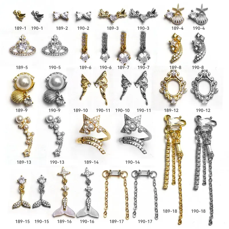 

10 шт./лот Ангел оболочка рыбий хвост Бабочка Сплав Хрустальный дизайн ногтей циркониевые Стразы украшения аксессуары материалы для ногтей ...