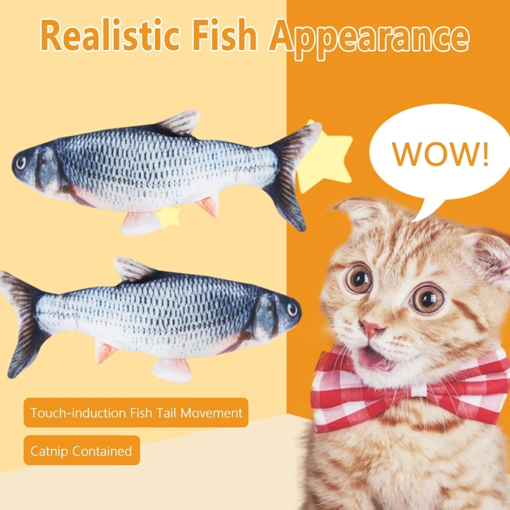 

Pet Cat dog Electronic Toy Plush 3D Interactive USB Charging Simulation Fish Bite Resistant Chew Molar Moving Dancing Fish Toys