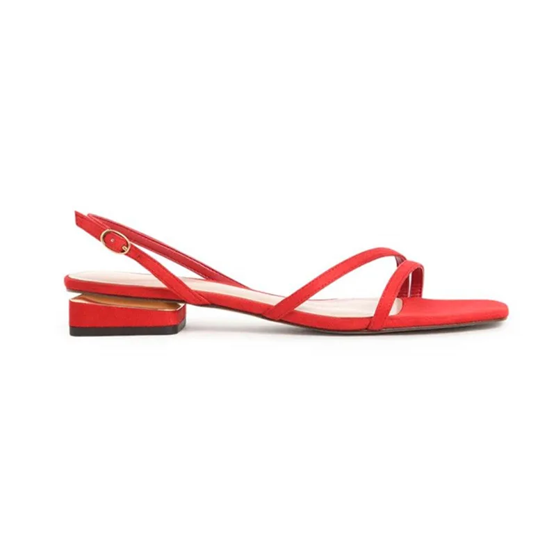 

women sandals 2020 New Summer Low Heel Sandals Fashion Square toe open toe Back Strap Sandales For Female Fairies ladies shoes