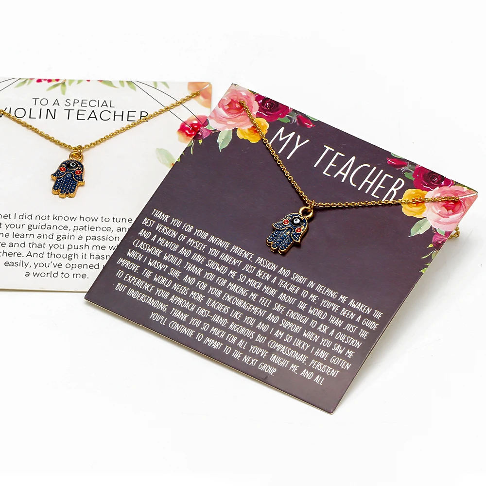 Wish Card Lucky Hamsa ручной кулон от сглаза ожерелье для женщин модный подарок карты
