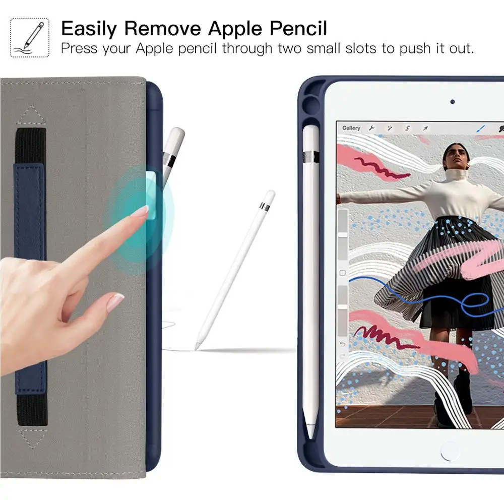 Чехол для iPad Mini 5th Gen 2019 с держателем карандашей Премиум чехол из искусственной
