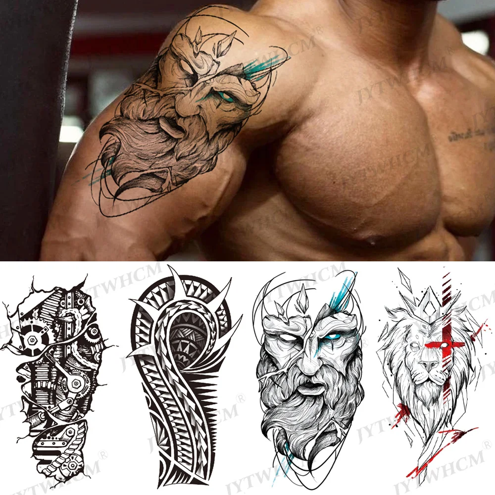 Волк Сова Татуировка наклейка зло Череп Дьявол черный большой Временной