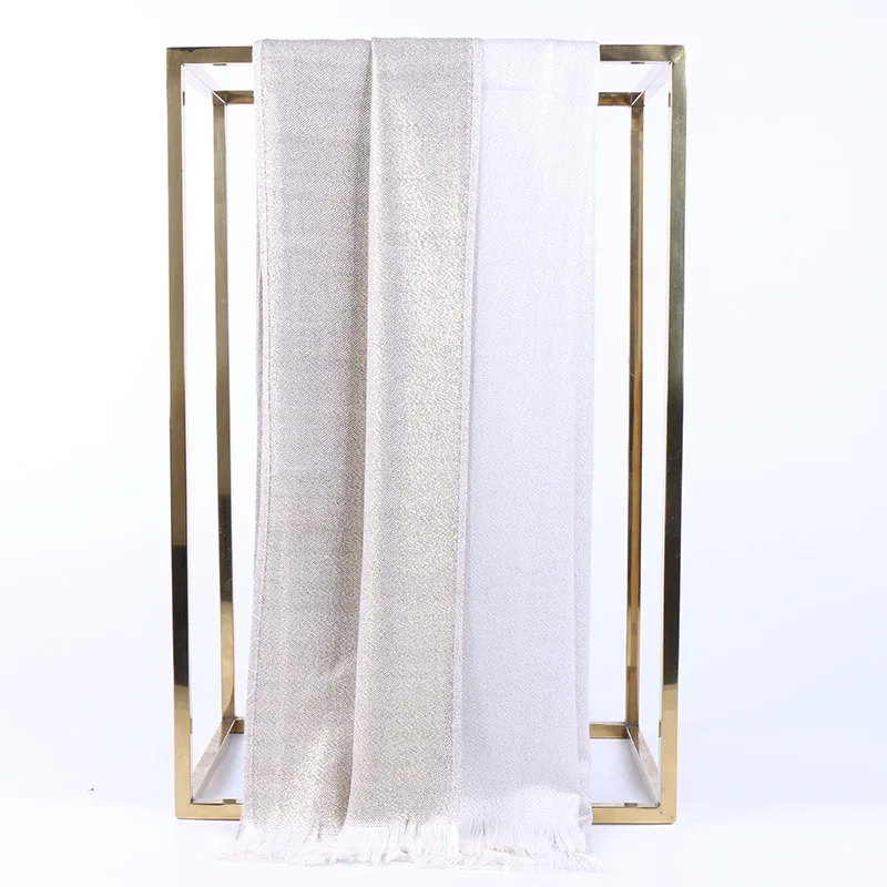 Роскошный бренд 2019 Женская Золотая и серебряная пряжа Женский однотонный шарф из