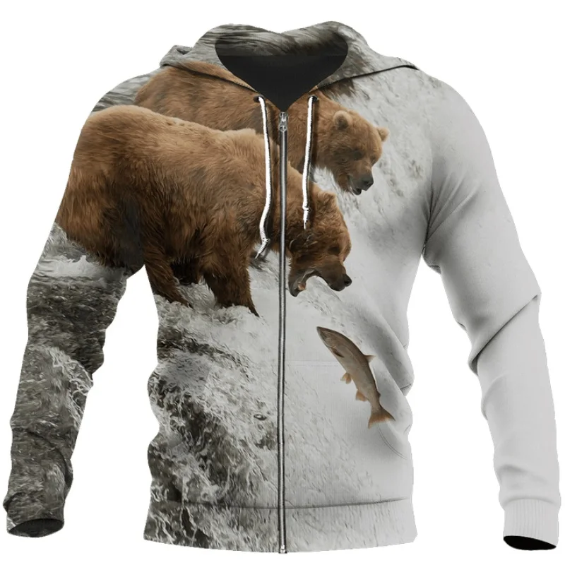 

Bear fishing 3D Print animal Hoodies for men/women Harajuku Fashion Hooded Sweatshirt Autumn Casual hoodie sudadera hombre DLL52