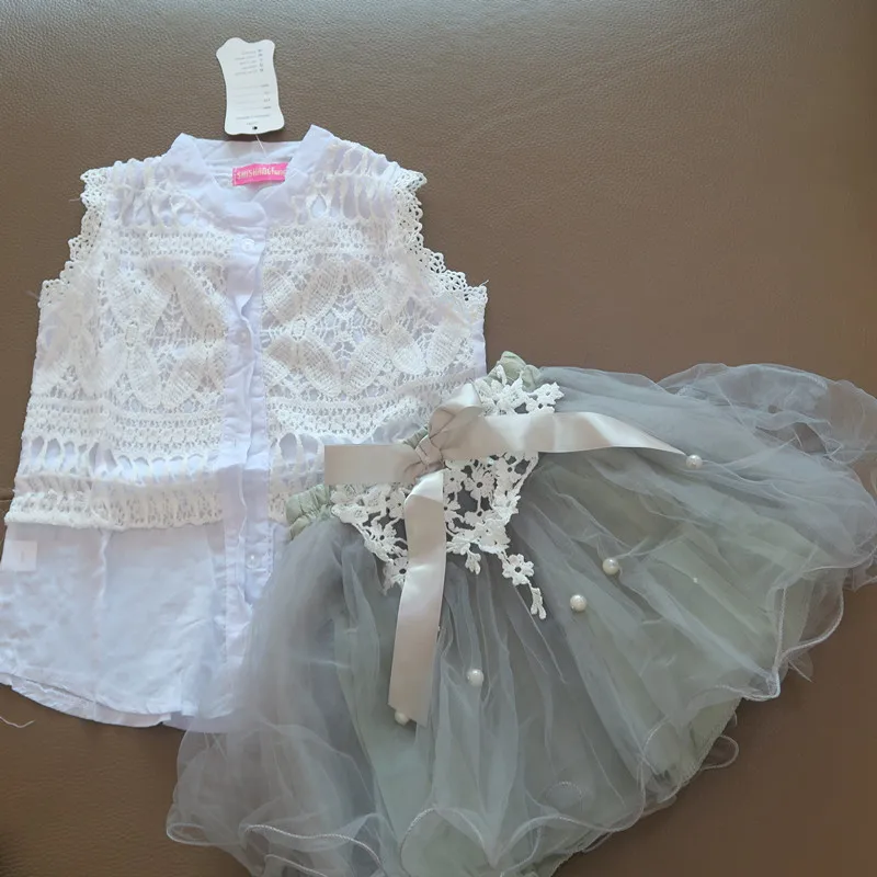 Брендовые комплекты одежды для девочек кружевная рубашка без рукавов подростков