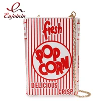 popcorn red stripe design shoulder crossbody bag fashion girls purses and handbags chain women casual clutch bag 2021 new
