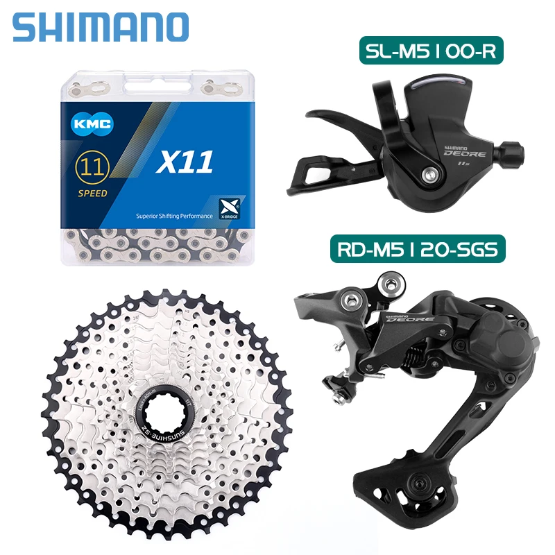 

SHIMANO Deore 11 Speed SL-5100 Mountain Bike M5120SGS Rear Derailleur MTB 11S KMC X11 Chain 40/42/46/50/52T Flywheel Group Set