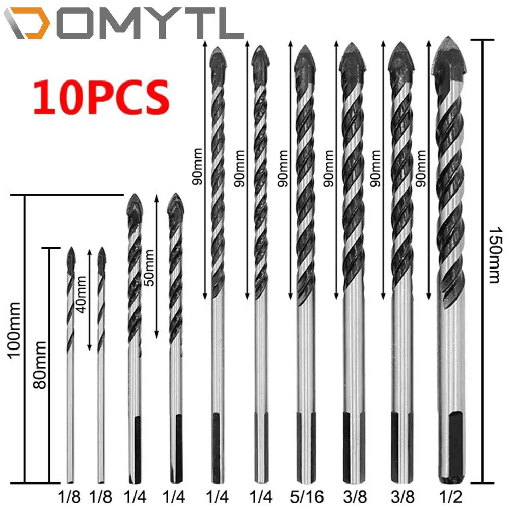 

10Pcs Multi-function Drill Bit for Glass Ceramic Concrete Hole Opener Hard Alloy Triangle Bit Tools