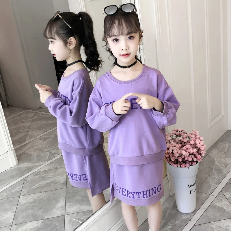 Весна 2020 одежда для девочек топы с буквенным принтом и милые юбки детей 10-12 лет