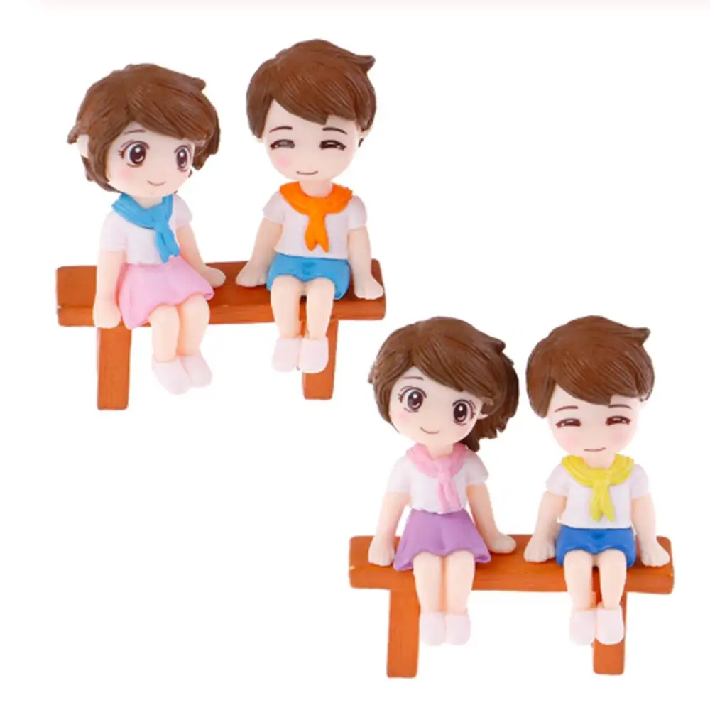 3Pcs Gardening DIY Mini Dolls Couples Fairy Garden Stool Dollhouse Decor Miniatures For Succulents Potted Plants Micro Landscape | Дом и сад
