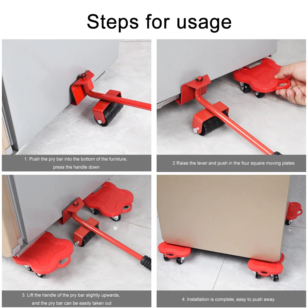 

Furniture Lifting Moving Tool Movers Wheel Furniture Lifter Sliders Bar Set Wheel Bar Mover Device Max Up 5/1pcs